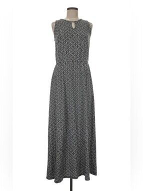 Talbots Black and White Keyhole Sleeveless Geometric Maxi Dress. Size Small.